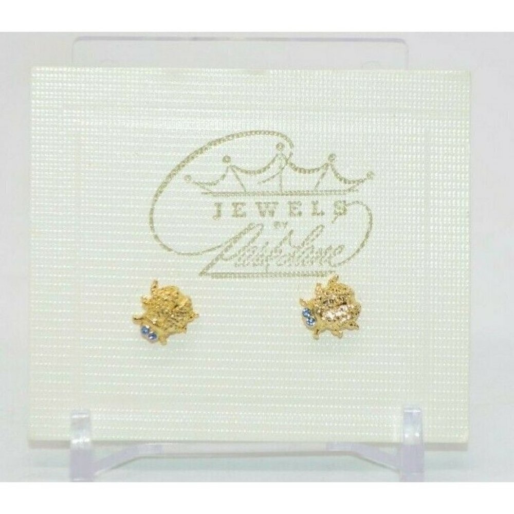 Jewel By ParkLane Gold Tone Blue Rhinestone Eyed